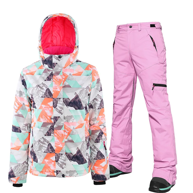 Warm Mountain Hiking Waterproof Jacket Pants Ski Suit Womens Mens Snowboarding Clothing Set Windproof Sport Coat