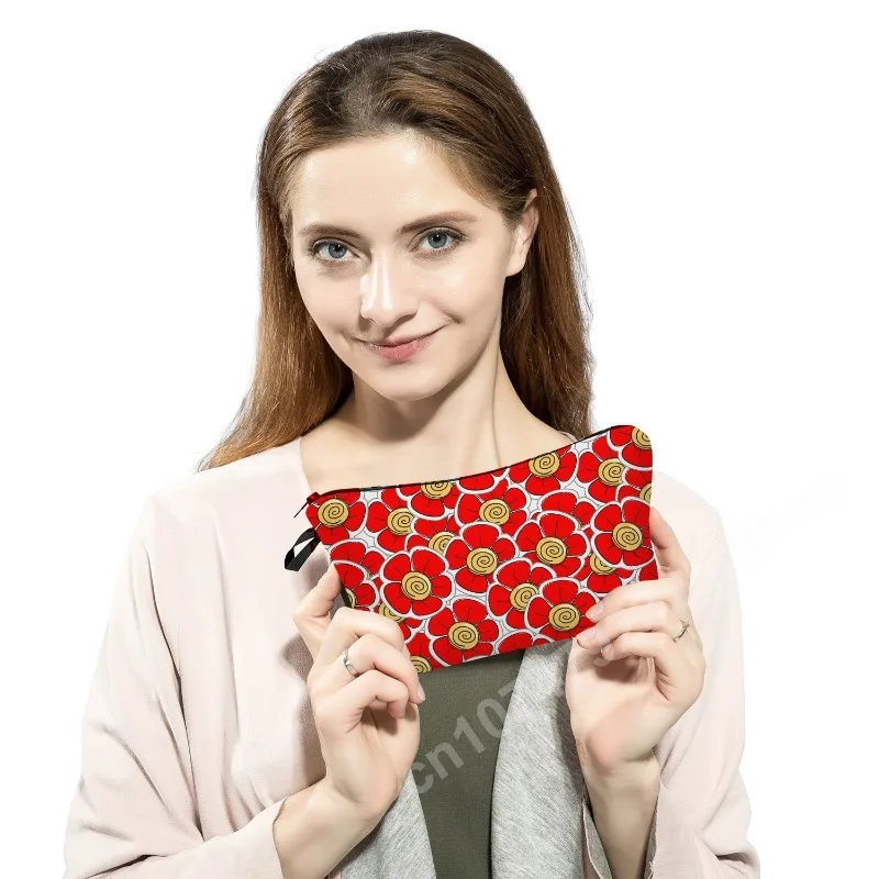 

Floral Print Portable Makeup Bags for Women, Cosmetic Bag for Ladies, Canvas Travel Toiletry Organizer, Female Storage Pen Cases