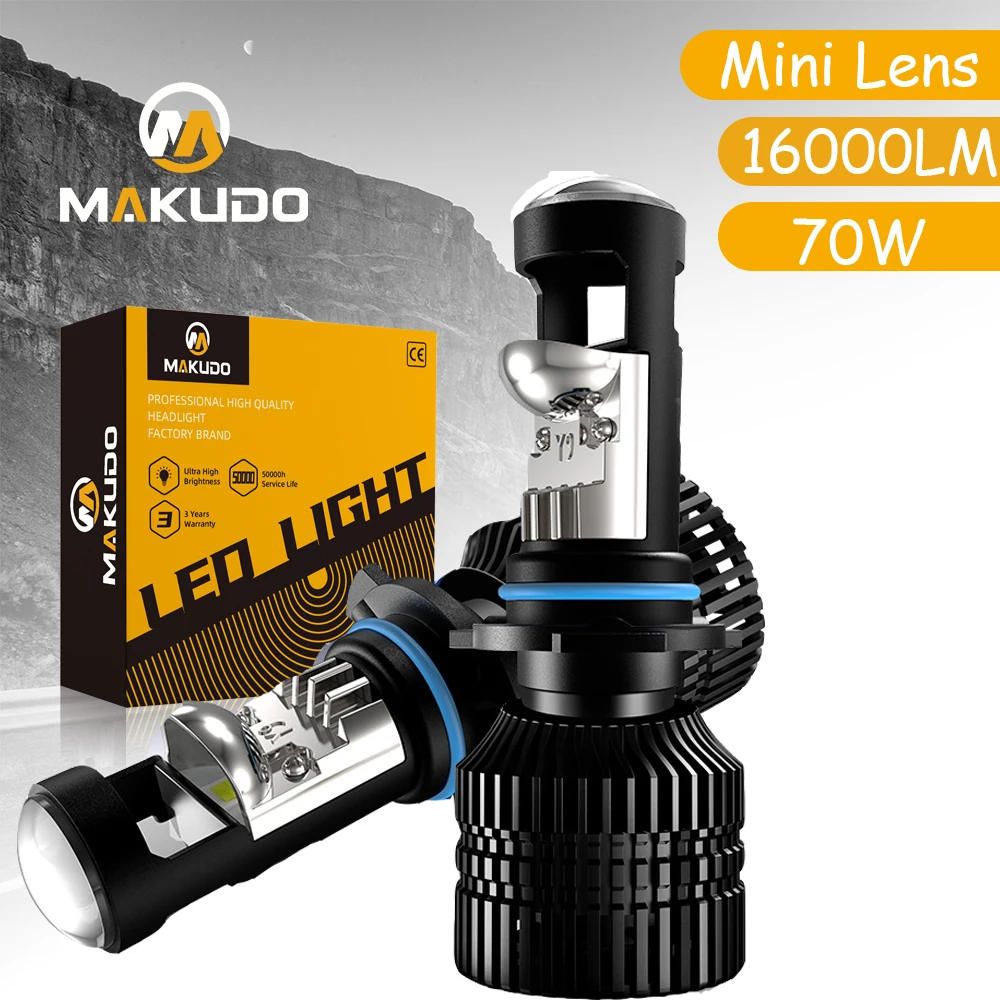 

MAKUDO H7 H8 H9 Автомобильные фары лампы HB3 светодиодный HB4 9005 9006 мини-объектив проектора 70 Вт/пара 6000 лм K Комплект преобразования 12 В RHD LHD