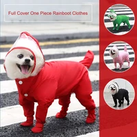 pet dog raincoat full cover one piece hooded waterproof rainboot clothes for costume outdoor puppy jumpsuit pet raining coat