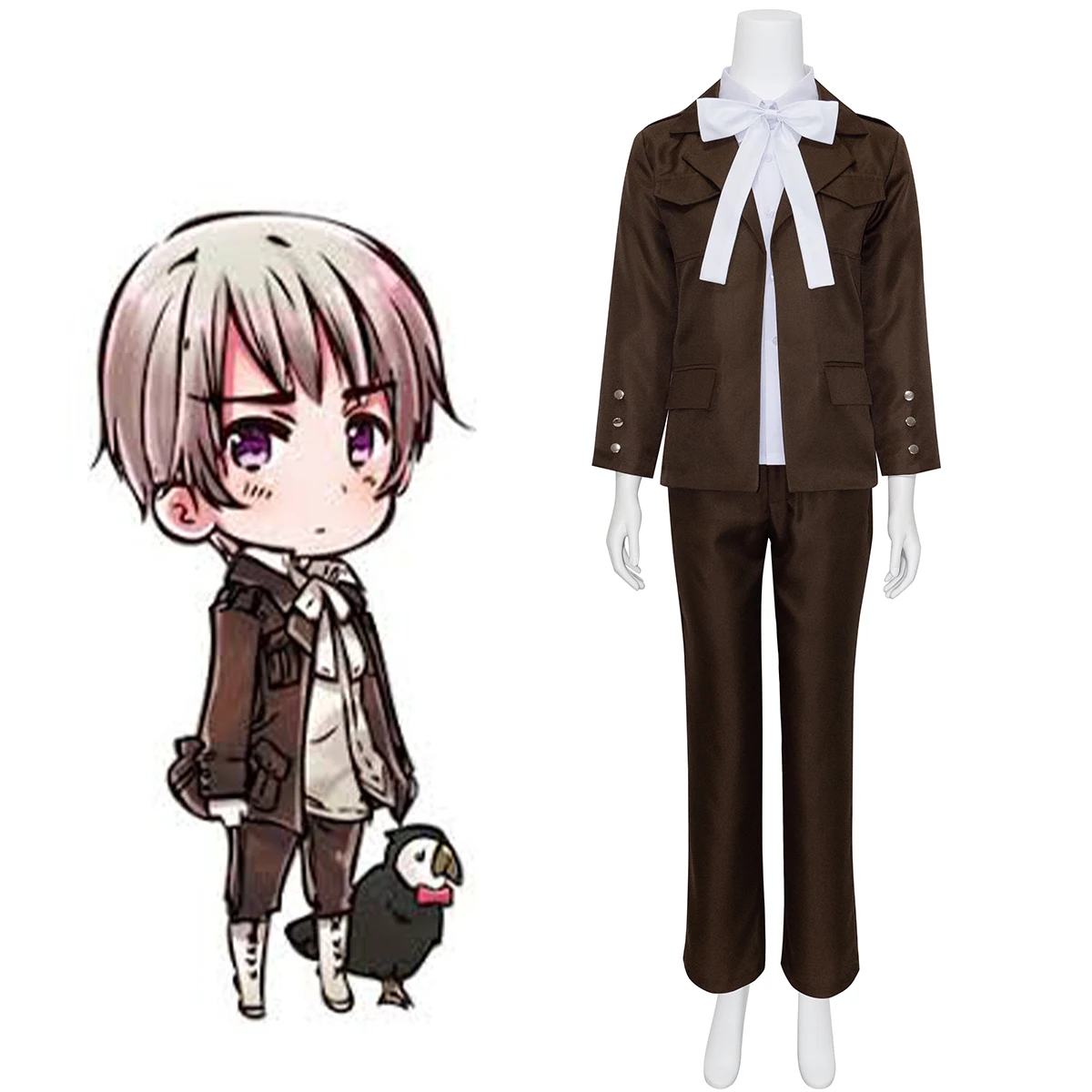 Фото Костюм для косплея Hetalia: Axis Powers APH, Исландия, Эмиль Стильссон, коричневая униформа, тематический костюм для Хэллоуина №1