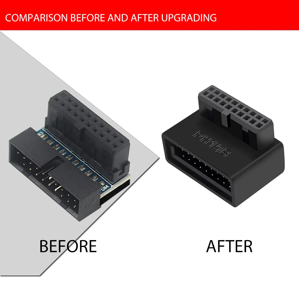 

USB 3.0 19/20pin Male to Female Extension Adapter Angled 90 Degree Converter for Motherboard Connector Socket PH19A