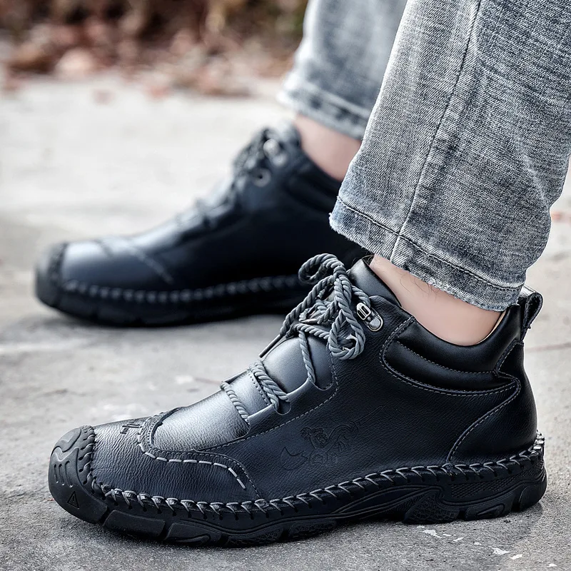 

Brand Men Boots Waterproof Leather Sneakers Men's Boots Outdoor Male Ankle Boots Shoes Platform Boots Shoes for Men