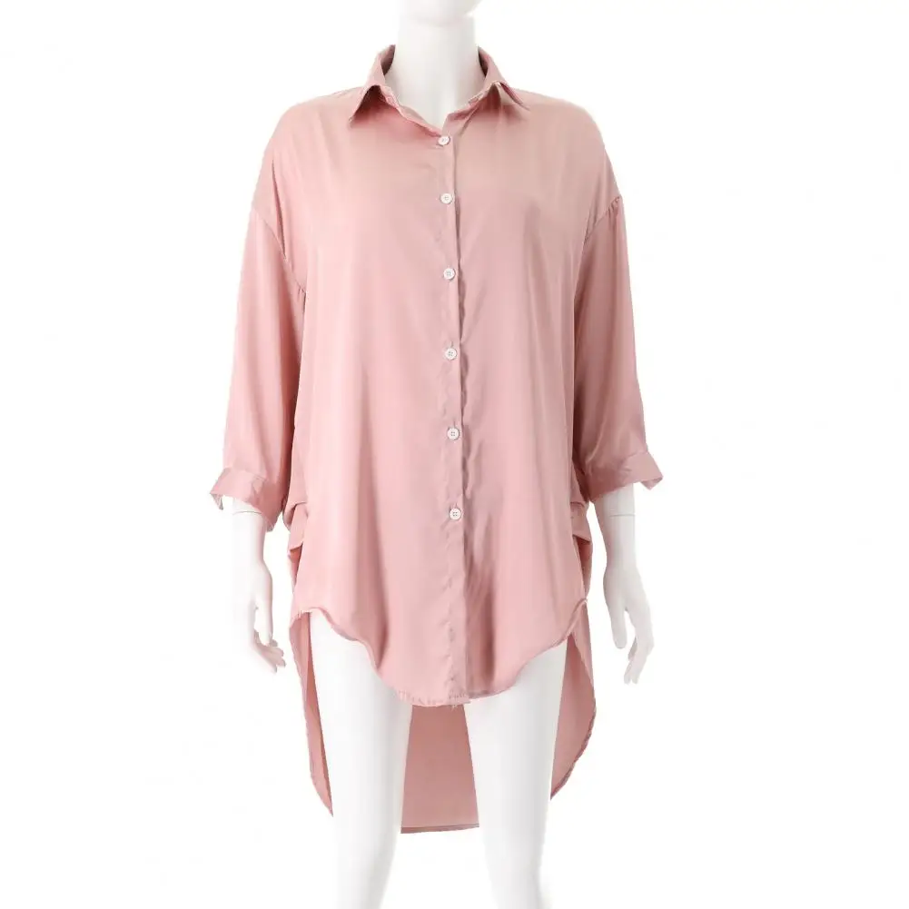 Рубашка до колен шелковая атласная Женская пижама рубашка Элегантная