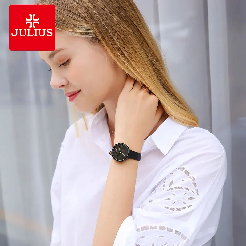 JULIUS New Korean Simple Watch Fashion Trend Personality Large Dial True Belt Waterproof Student Female Ladies Watches 2020 Gift enlarge