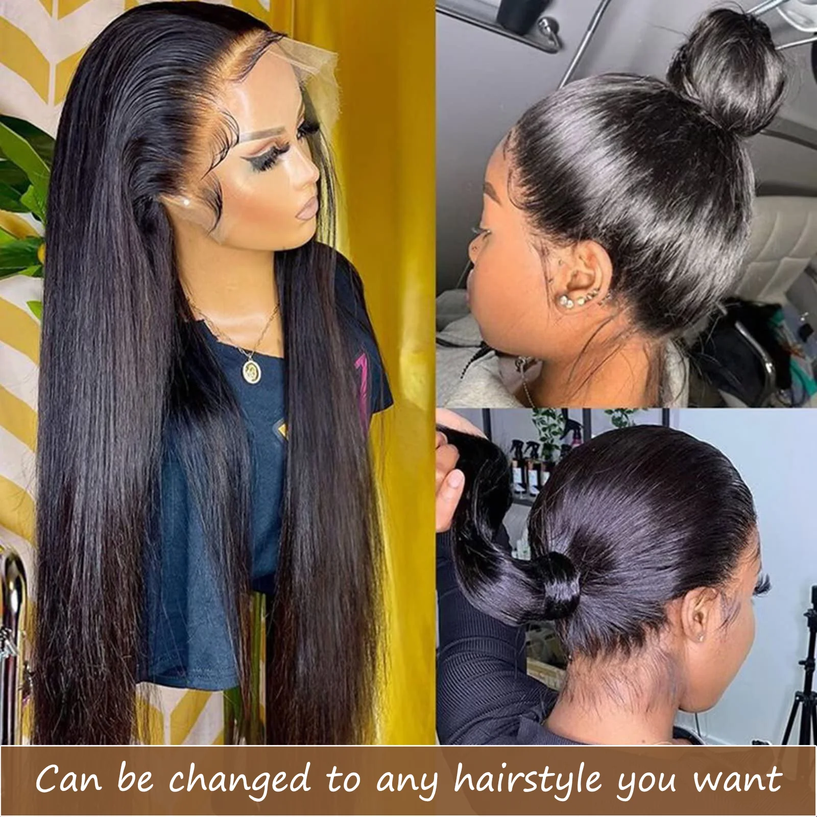 Прямой Передний Парик Шнурка Прозрачная Основа Человеческие Волосы 13x4