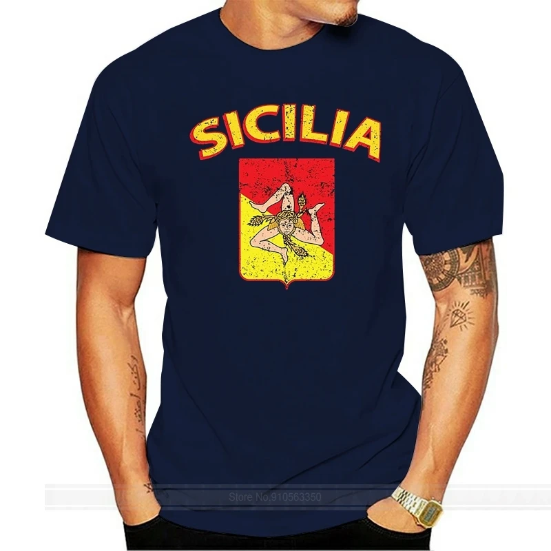 

Новая модная мужская футболка, высококачественные хипстерские футболки с флагом Сицилии и Италии, Сицилия, Сицилия, Италия, Сицилия, футболка