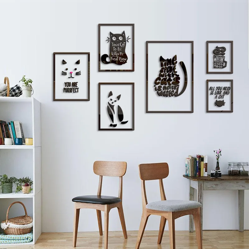 

Акриловые фоторамки «сделай сам» с изображением милой кошки, настенные наклейки, креативный персонализированный Декор для спальни, гостин...