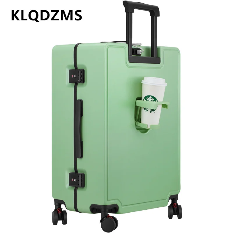 KLQDZMS Multifunctional Luggage Female Trolley Bags Aluminum Frame Boarding Box 20 Inch Student Leather Case 24 Inch Suitcase
