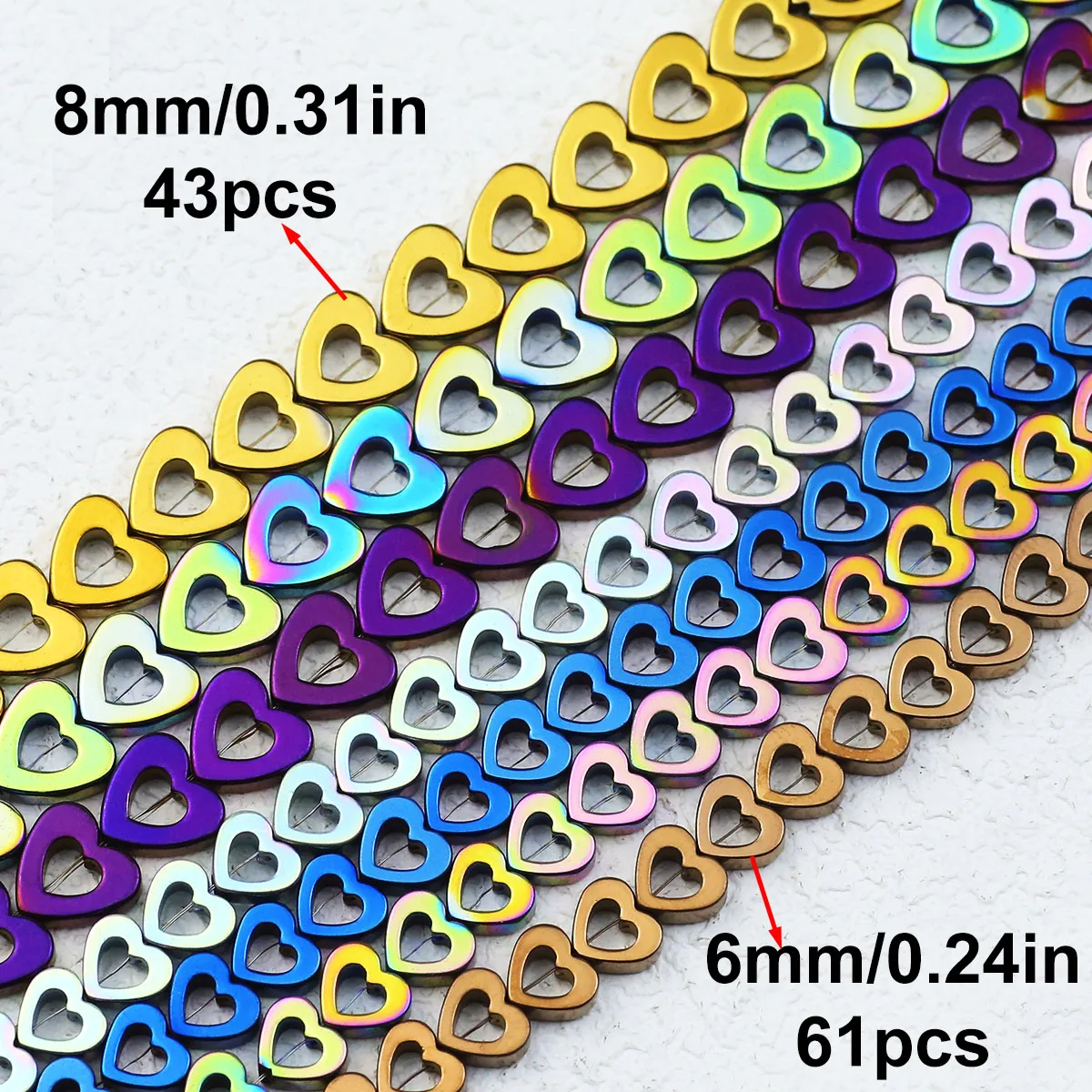 Бусины из гематита с натуральным покрытием полые персиковые сердца бусины