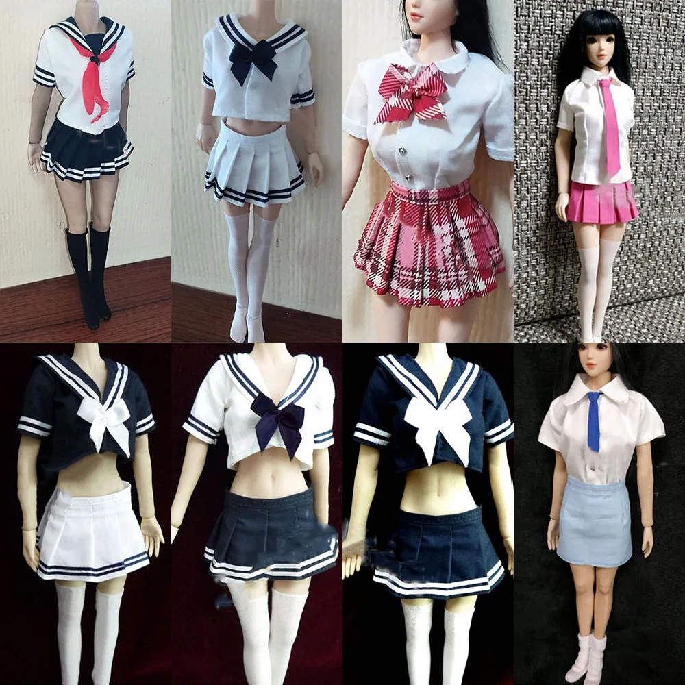 

1/6 Scale Female School Uniforms Sailor Suit Clothes Model Fit 12'' Narrow Shoulders Action Figure Soldier Body