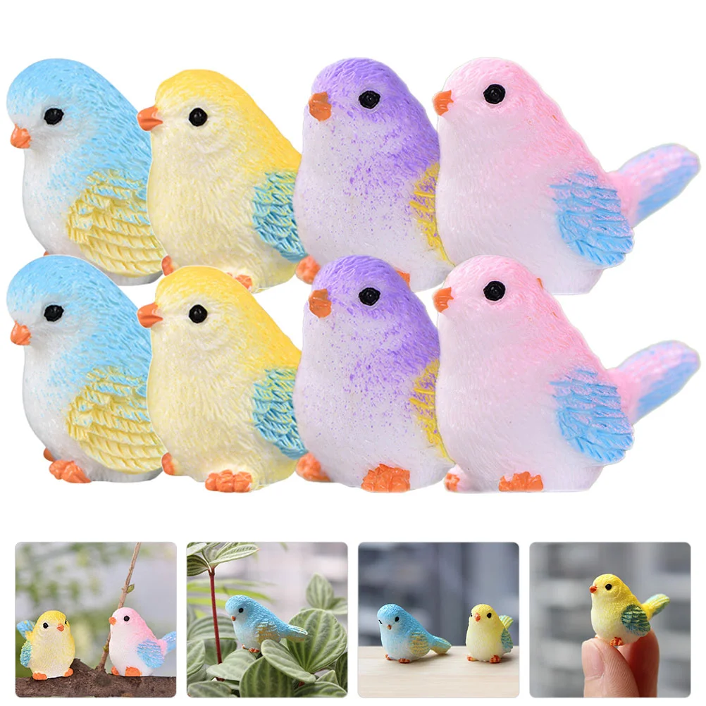 

8Pcs Bedroom For Home Outdoor Bird Figure Landscape Accessories Miniature Bird for Desktop Decor Garden