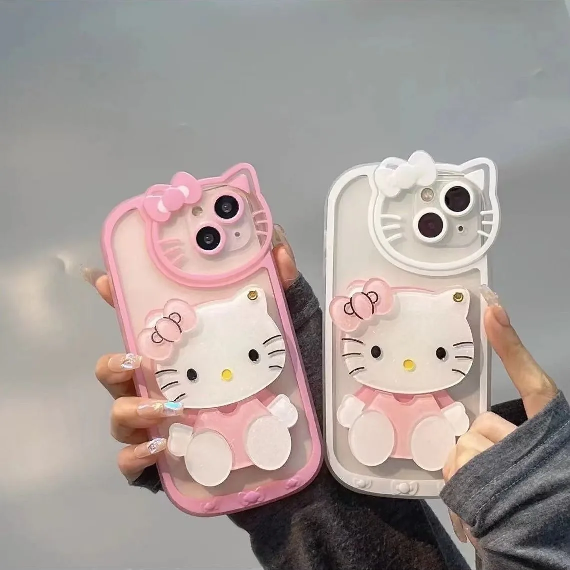 

Hello Kitty Photo Frame Cat with Vanity Mirror Phone Cases For iPhone 13 12 11 Pro Max Mini XR XS MAX X Back Cover