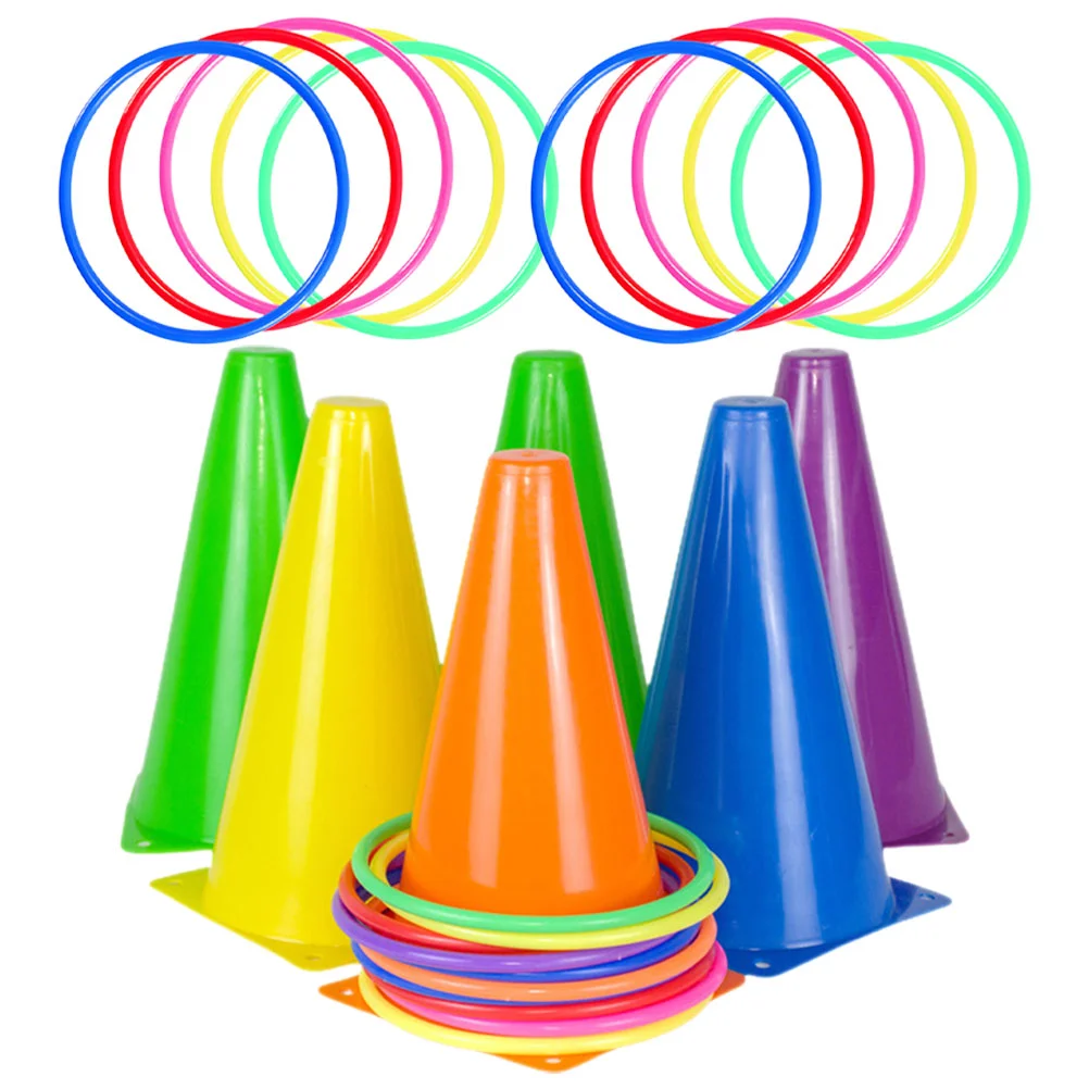 

1 Set of Football Training Cones Kids Toss Game Rings Toss Cone Kids Sports Cones