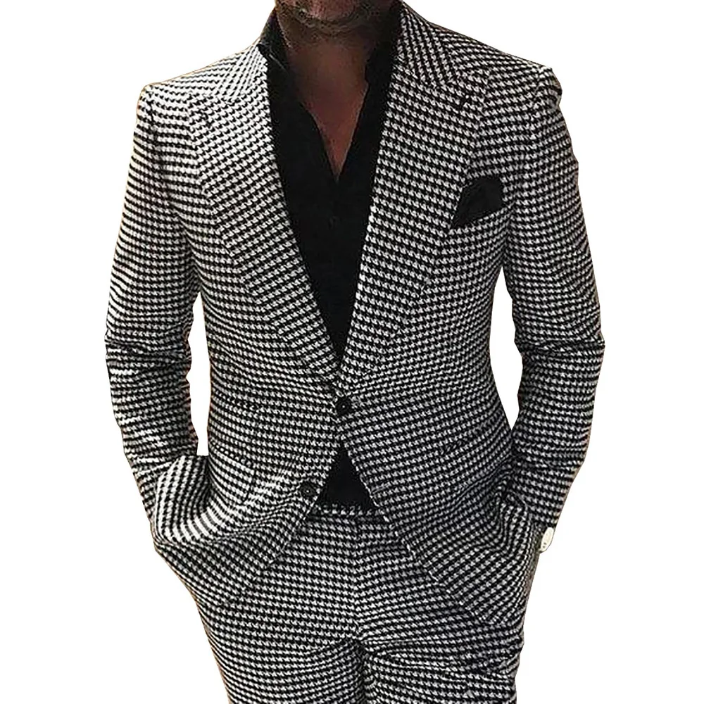

2023 Men's Suits Formal Notch Lapel Wool/Tweed Tuxedo For Wedding Prom Blazer Best Man Suits 2 Pieces (Blazer+Pants)