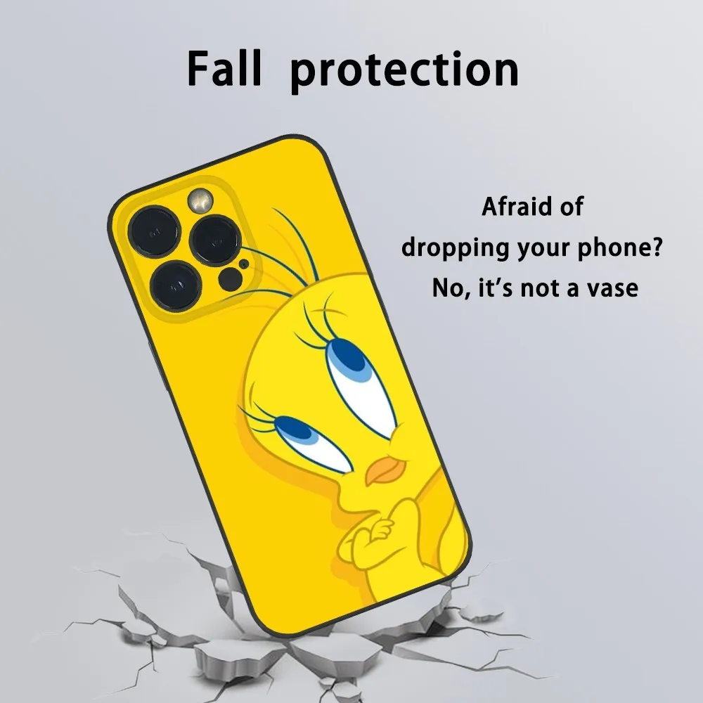 Чехол T-Tweety Bird для телефона iPhone 15 14 13 12 11 Pro Xs Max Mini XR X 7 8 Plus черный противоударный