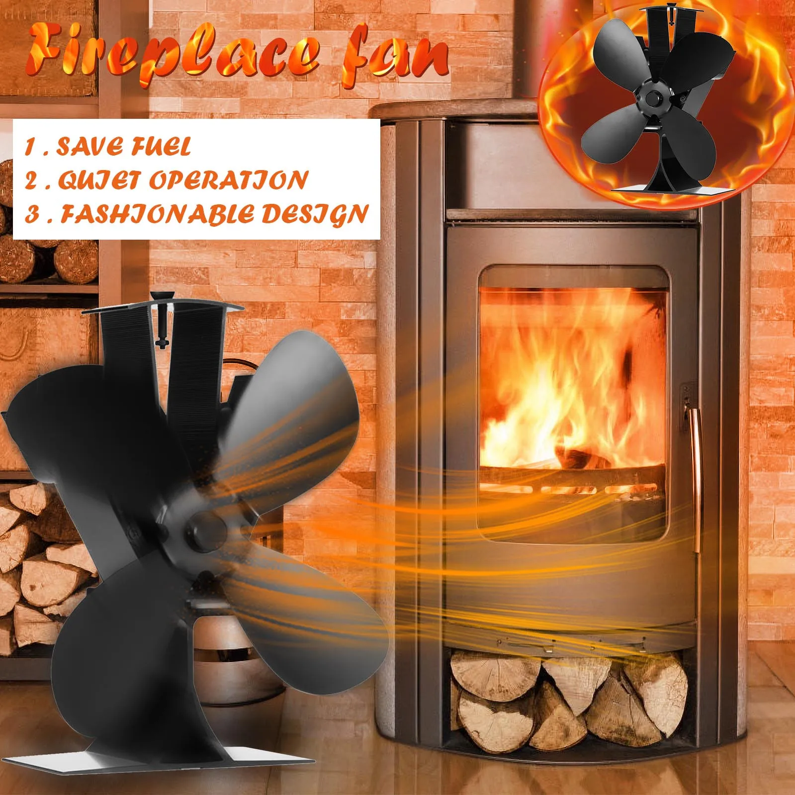 

Portable Bathroom Fan Wood Burning Powered Stove Fan 4 Home Fireplace Fan 12 Inch Oscillating Outdoor Wall Mount Oscillating Fan