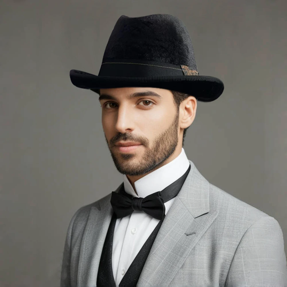 Мужчины Женщины Классические Ретро Черные Шапки Из Искусственного Меха Хомбург