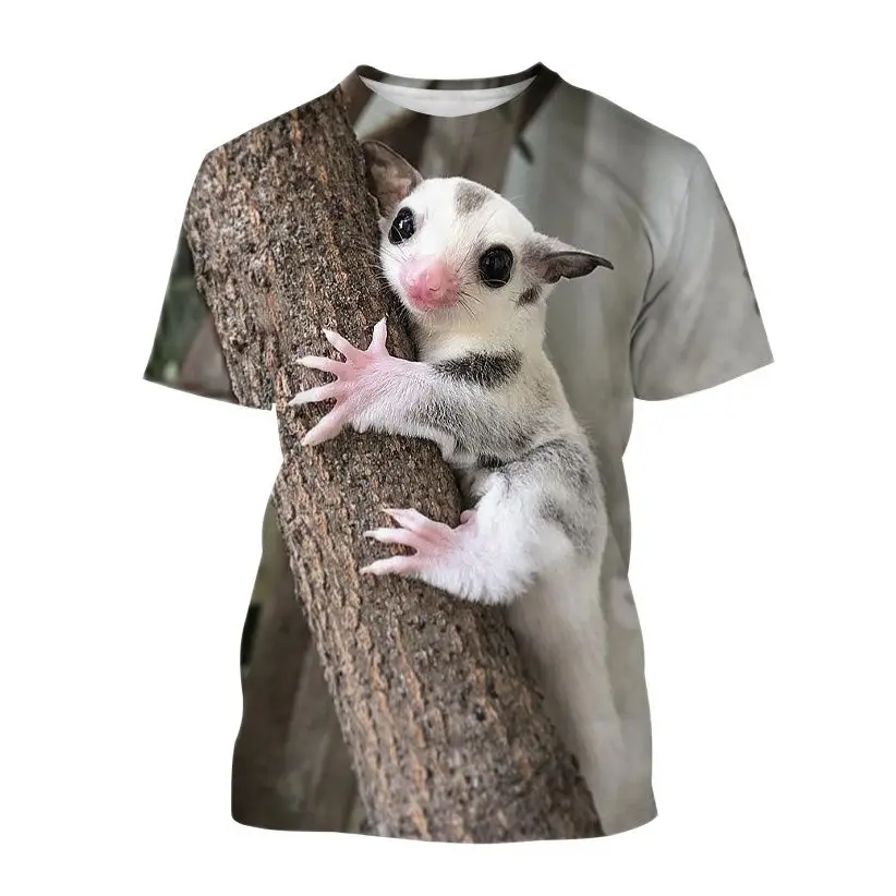 

2022 T Shirt Ladies Cute Big Eyes Animal Short Sleeve T Shirt Sugar Glider Unisex Casual Streetwear Tops 6xl