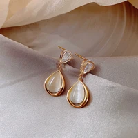2022 new trend high gradre luxury opal dangle earrings for women fashion simple woman zircon jewelry party girl drop accessories