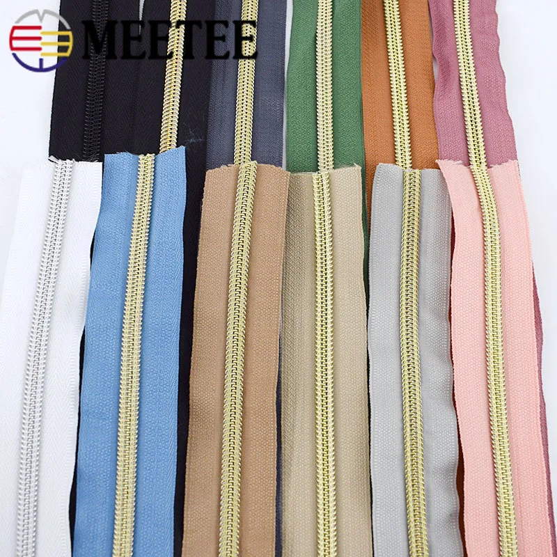 

Meetee 5/10Meters 5# Nylon Coil Code Zippers Decoration Zipper Sliders Garment Sewing Zip Bags Zips Puller Accessories