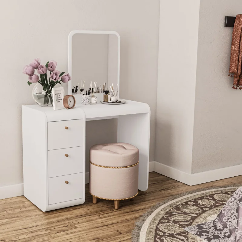 

Modern Vanity Table, White Finish, for Bedroom