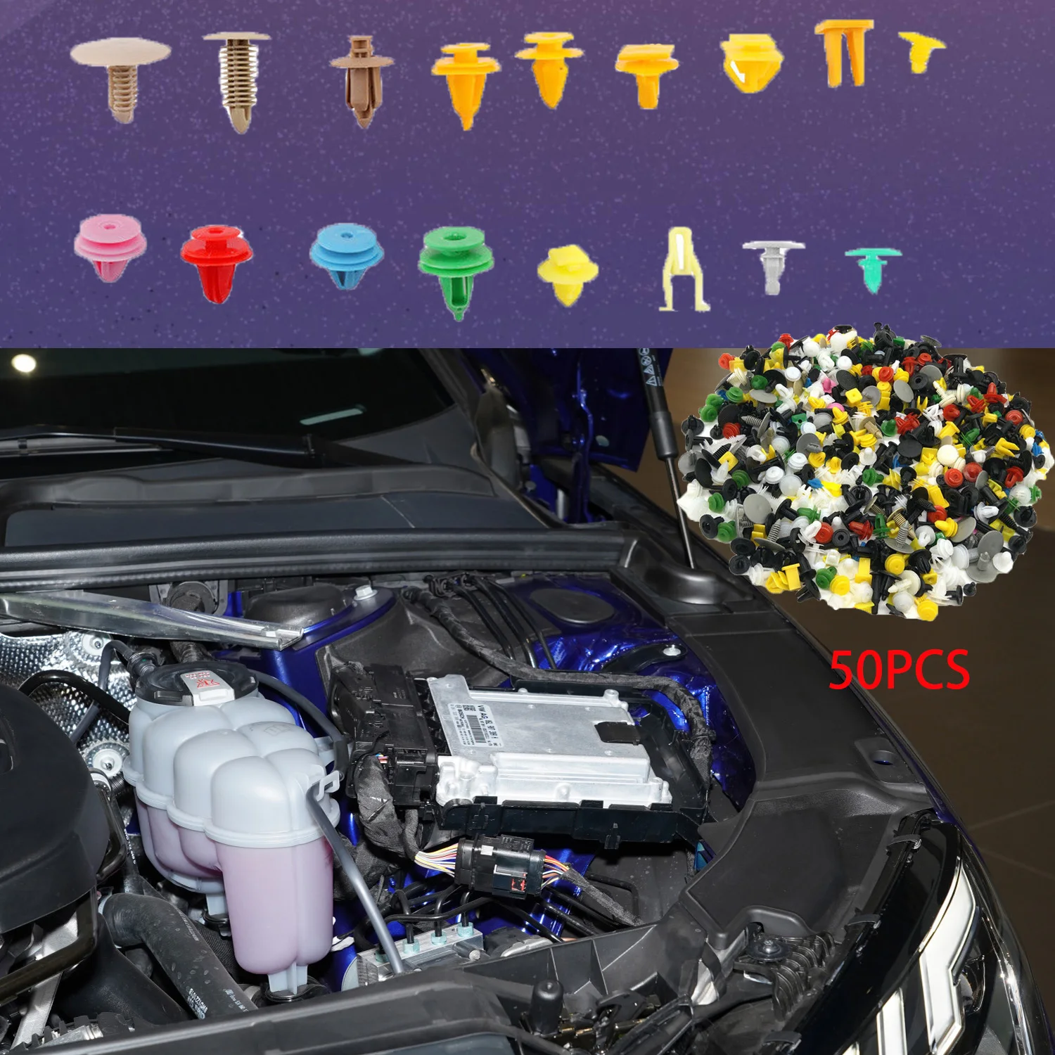 

50pcs Mixed Car Screws Buckles Auto Bumper Door Fender Trim Fastener Screw Car Panel Rivet Retainer Plastic Clips Inteior Parts