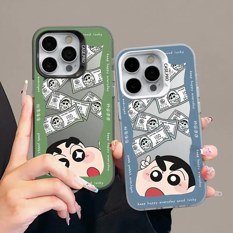 Чехол для телефона iPhone 15 Pro Max 14 13 12 11 XS X XR Plus силиконовый мягкий чехол C-Crayon S-ShinChan