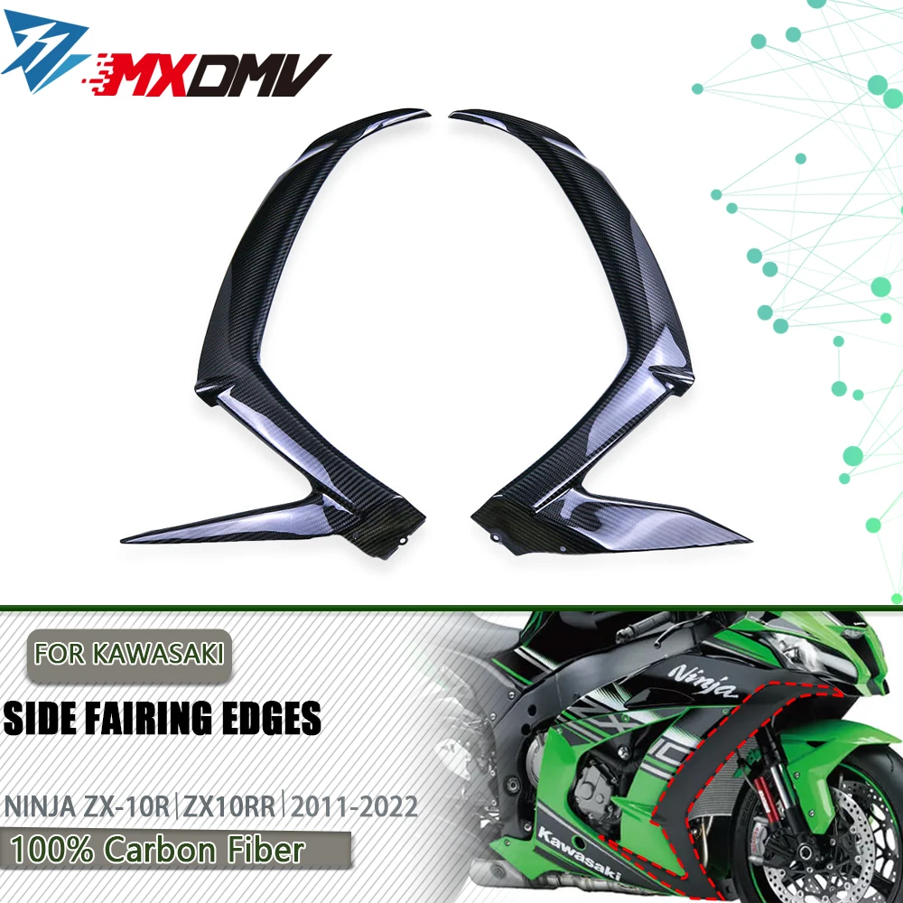 

For KAWASAKI NINJA ZX10R SE ZX10RR ZX 2011-2020 Motorcycle Front Trim Panel Radiator Cover Cowl Side Fairing Edges Carbon Fiber