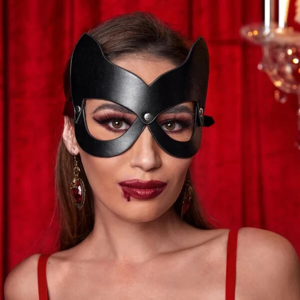 Эротический БДСМ сексуальный кожаный упряжкой Женская Мужская маска готический