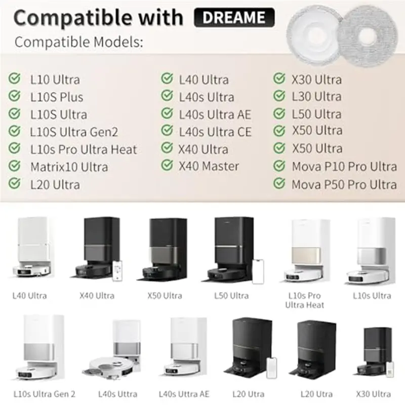 Фото Сменные насадки для швабры A65T-Spin (8 шт.) для роботов-пылесосов Dreame L40 Ultra/X40 Ultra/X50 Ultra/L50 Ultra - Запасные час №3