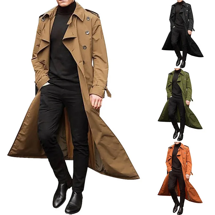 

2023 Super Long Windbreaker Rainproof Trench Coat Men’s Polychrome Cotton Polyester Classic British Fashion Raincoat Mens Coats