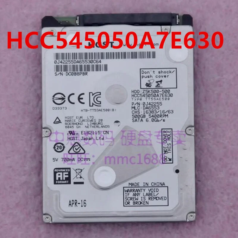 Оригинальный 90% новый жесткий диск для HGST 500 ГБ SATA 2,5 дюйма 5400 об/мин 8 Мб ноутбука HDD для HCC545050A7E630