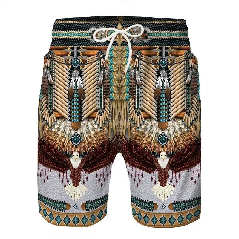 

oversize men's 3D printed men's loose casual Indian style pattern shorts summer sports drawstrings short pants beach shorts