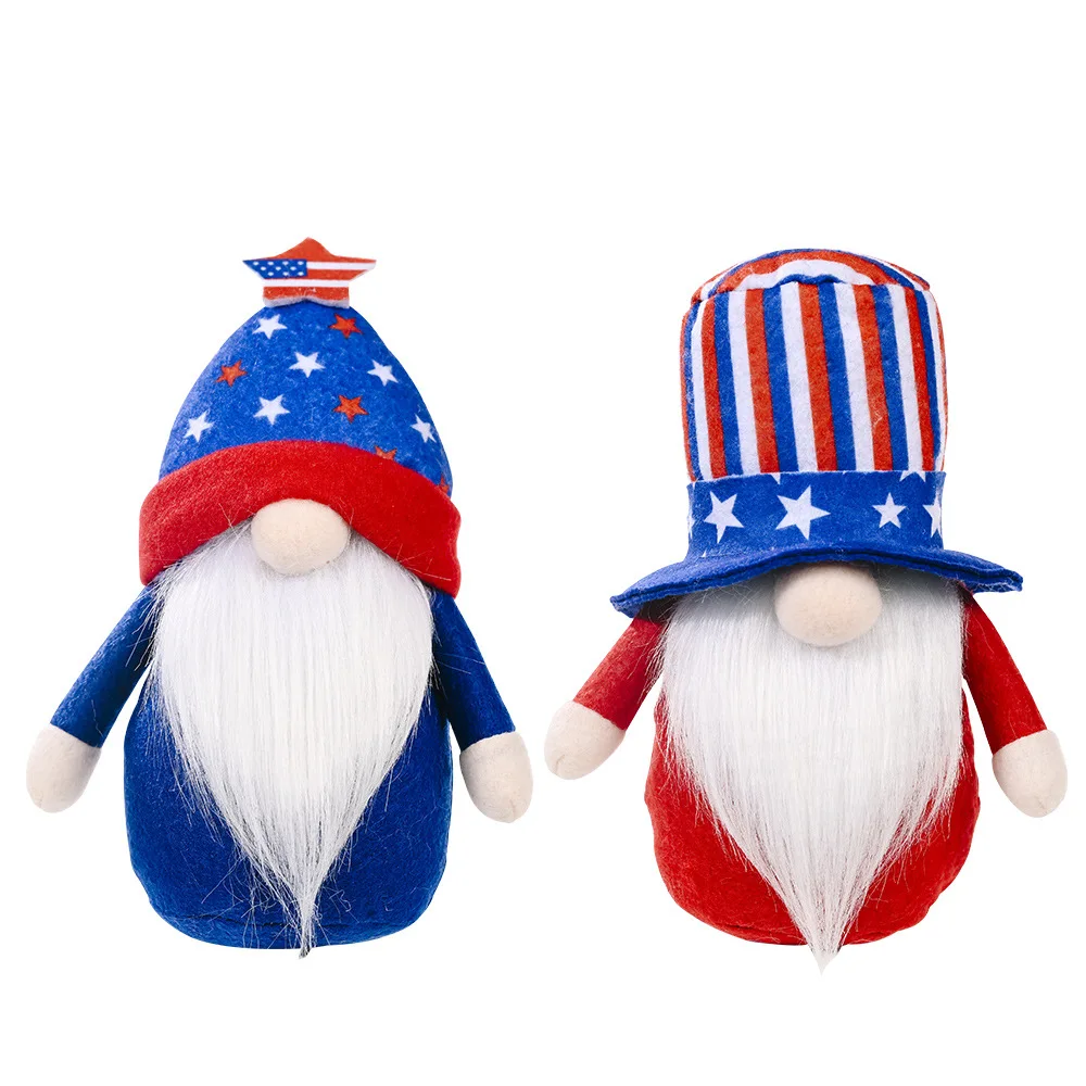 

6 PCS 4th of July Independence Day Decorations Memorial Day Patriotic Gnomes Plush Doll Tiered Tray Ornament Wholesale XB