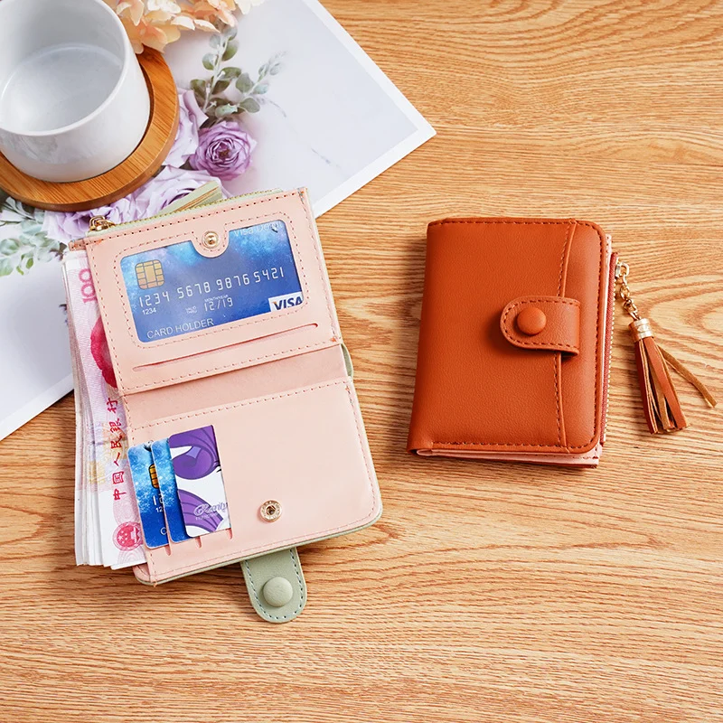 

2023 Summer New Pure Color All-Matching Plain Short Wallet Urban Simple Stylish and Versatile Coin Purse Card Holder