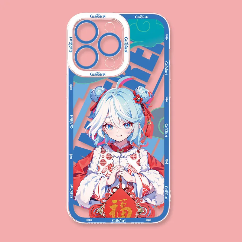 Прозрачный мягкий силиконовый защитный чехол Genshin Lmpact для iPhone 16 Pro Max 15 14 Plus 13 12 11 XR