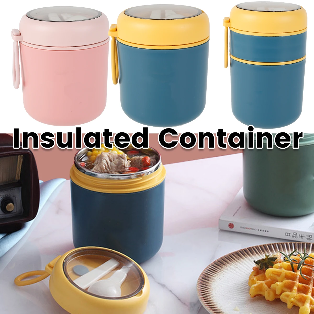 

Stainless Steel Thermal Lunch Box Student Insulated Bento Box Multi-layer Tableware Food Container taza desayuno portatil
