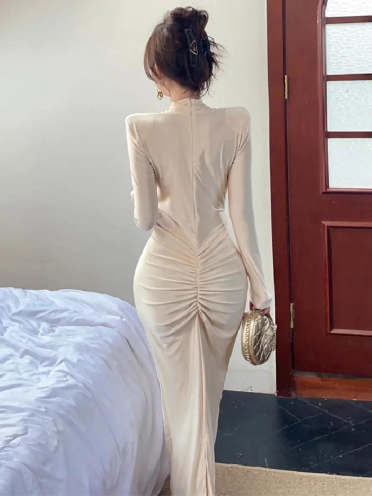 Платье Ezgaga женское с вырезами приталенное элегантное вечернее длинным рукавом