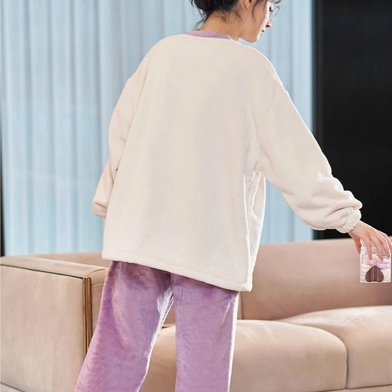 Kuromi осенне-зимние детские пижамы фланелевой пуловер с длинными рукавами Sanrios