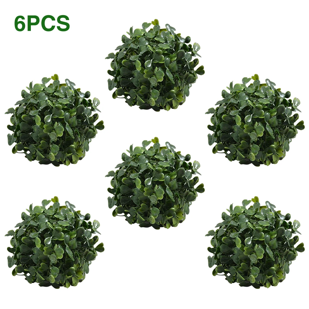

6pcs 10cm Small Simulated Plastic Home Decor Boxwood Topiary Hotel Potted Wedding Durable Artificial Plant Ball Indoor Outdoor
