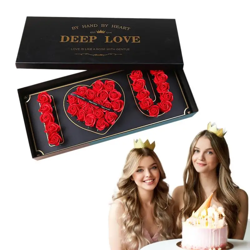 

Soap Flowers I Love U Faux Flower Bouquet Gift Box Handmade Rose Soap Set For Anniversary Birthdays Christmas Valentine's Day