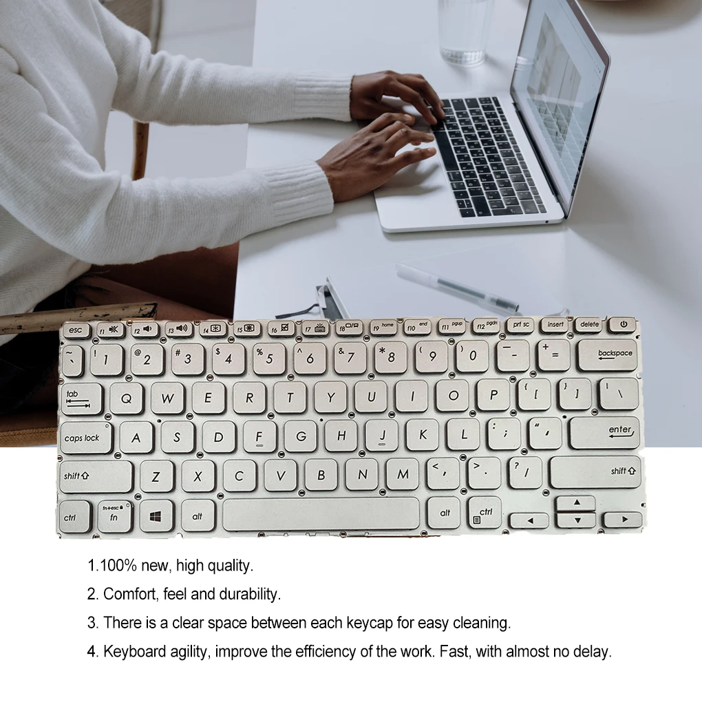 

Keyboards Backlit Dust-proof Home Office Replacement for Asus Vivobook X412