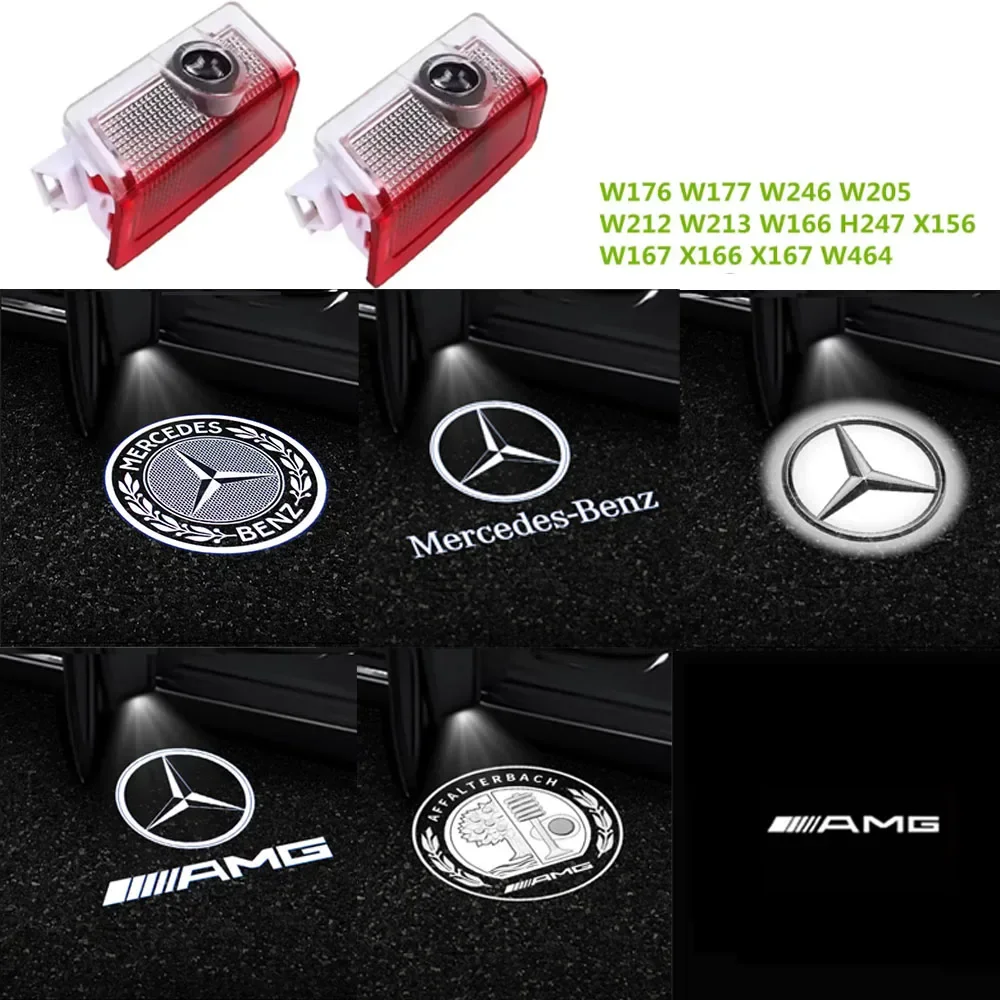 2 шт. светодиодные лампы для проектора дверей автомобиля аксессуары Mercedes Benz A B C M ML