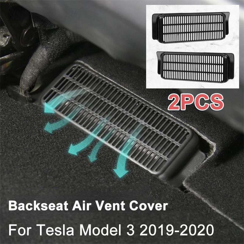 2pcs Car Backseat Air Vent Cover Air Flow Grille Protection Cover For Tesla Model 3 2019-2020