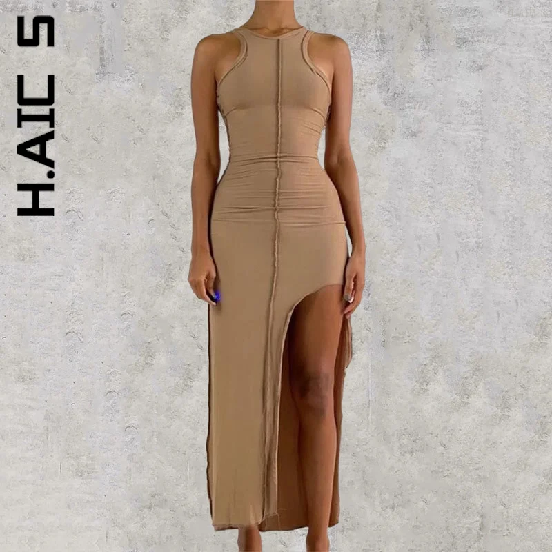 

Женское облегающее платье без рукавов H. АИК, длинное лоскутное платье без рукавов, винтажная уличная одежда, платья для женщин