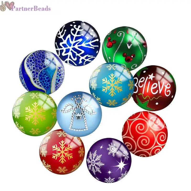 

Christmas Round Photo Glass Cabochon Demo Flat Back Making Findings 20mm Snap Button N0431
