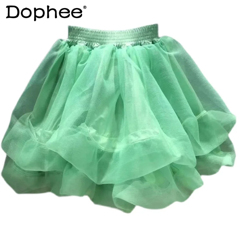 

Женская сетчатая мини-юбка с буфами, черная или белая короткая Свободная юбка с эластичным поясом, лето 2022