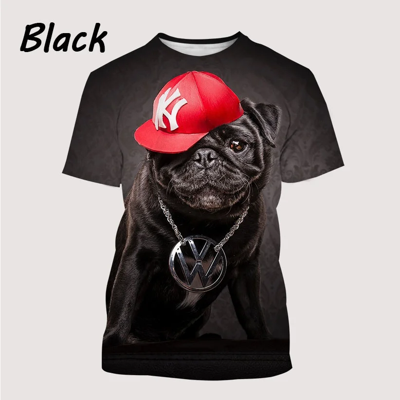 

Новая мужская крутая футболка с 3D принтом собаки мопса, рубашка с коротким рукавом, модные повседневные футболки, топы, размеры XS ~ 5XL