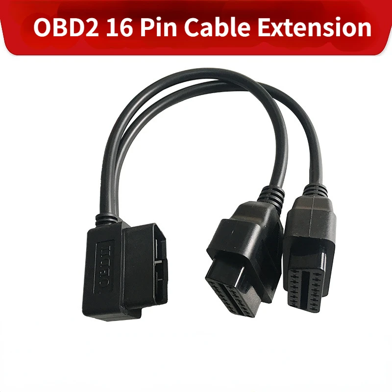 

16-контактный разветвитель кабеля OBD2, 16-контактный кабель OBD, адаптер OBD, одноточечный, два автомобильных диагностических удлинительных кабе...